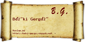 Béki Gergő névjegykártya